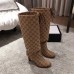 Gucci GG Canvas Mid-Heel Boots Beige 2018