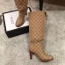 Gucci GG Canvas Mid-Heel Boots Beige 2018