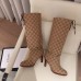 Gucci GG Canvas Mid-Heel Boots Beige 2018