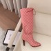 Gucci GG Canvas Mid-Heel Boots Pink 2018