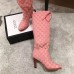 Gucci GG Canvas Mid-Heel Boots Pink 2018