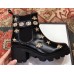 Gucci Gold Thread Embroidered Bees And Stars Leather Ankle Boots With Belt 2018