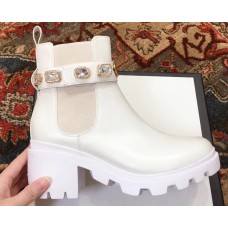 Gucci White Leather Ankle Boots With Belt 2018