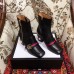 Gucci Web and Double G Leather Pearls Mid-heel Ankle Boots Black 2018
