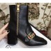 Gucci Web and Double G Leather Mid-heel Ankle Boots Black 2018