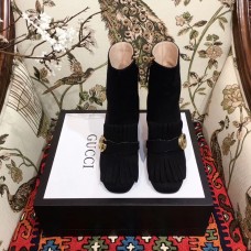 Gucci Fringe and Double G Suede Ankle Boots Black 2018