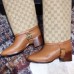 Gucci Double G Leather Knee Boots 549691 Brown with GG Gaiter 2018