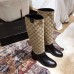 Gucci Feline Head and Double G Leather Knee Boots 549678 Beige 2018