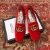 Gucci Velvet Mid-Heel Pumps Red with Double G 526465