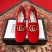 Gucci Velvet Mid-Heel Pumps Red with Double G 526465