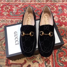 Gucci Horsebit GG Velvet Loafers/Pumps with Crystals 522698 Black
