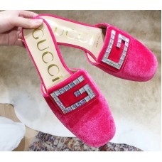 Gucci Crystal G Slipper Velvet Pink 2019