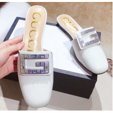 Gucci Crystal G Slipper Patent White 2019