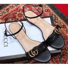 Gucci Leather Double G Flat Sandals 524631 Black 2019