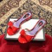 Gucci Heel 2cm Patent Leather Silver-toned Spikes Mules with Bow Red 2019