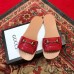 Gucci Fringe Pattern Leather Horsebit Slide Sandals 517017 Red 2018