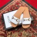 Gucci Fringe Pattern Leather Horsebit Slide Sandals 517017 White 2018