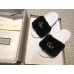 Gucci Heel 1.5cm Shearling Fur Crystal Double G Slide Sandals Black 2018