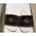 Gucci Heel 1.5cm Shearling Fur Crystal Double G Slide Sandals Coffee 2018