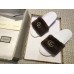 Gucci Heel 1.5cm Shearling Fur Crystal Double G Slide Sandals Coffee 2018