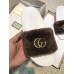 Gucci Heel 1.5cm Shearling Fur Crystal Double G Slide Sandals Coffee 2018