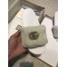 Gucci Heel 1.5cm Shearling Fur Crystal Double G Slide Sandals Creamy 2018