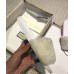 Gucci Heel 1.5cm Shearling Fur Crystal Double G Slide Sandals Creamy 2018