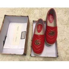 Gucci Leather Platform Espadrilles Red With Double G 2019