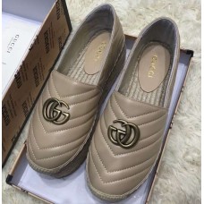 Gucci Leather Platform Espadrilles Nude With Double G 2019