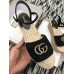 Gucci Crochet Espadrilles Sandals Black With Pearls Double G 2019