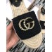 Gucci Crochet Espadrilles Sandals Black With Pearls Double G 2019