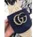 Gucci Crochet Espadrilles Sandals Navy Blue With Pearls Double G 2019