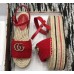 Gucci Crochet Espadrilles Sandals Red With Pearls Double G 2019