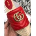 Gucci Leather Espadrilles Slides Sandals Red With Double G 573028 2019