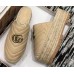 Gucci Leather Platform Espadrilles Slippers With Double G Nude 2019