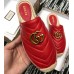 Gucci Leather Espadrilles Slippers With Double G 551881 Red 2019