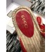 Gucci Leather Espadrilles Slippers With Double G 551881 Red 2019