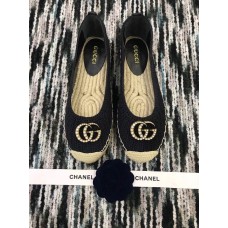 Gucci Crochet Espadrille 524974 with Pearls Double G Black