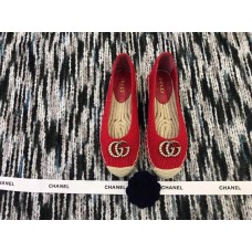 Gucci Crochet Espadrille 524974 with Pearls Double G Red