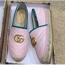 Gucci Chevron Raffia Espadrilles With Double G 577374/578547 Pink 2019