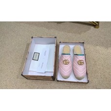 Gucci Chevron Raffia Espadrilles Slippers With Double G Pink 2019