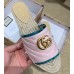 Gucci Chevron Raffia Espadrilles Slides Sandals With Double G 578554 Pink 2019