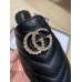 Gucci Glitter Espadrilles Slippers Black With Crystal Double G 2019