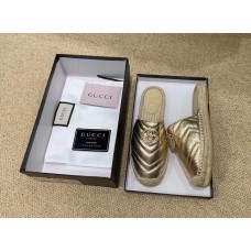 Gucci Glitter Espadrilles Slippers Gold With Crystal Double G 2019