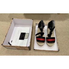 Gucci Blue/Red Web Platform 10cm Espadrille with Grosgrain Lace-up 525728