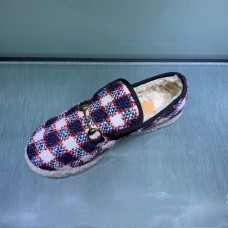 Gucci Horsebit Merino Wool Lining Loafers 575850 Check Tweed Blue/Red/White 2019