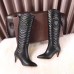 Gucci GG Matelasse Chevron Leather High Boots Black 2017