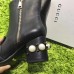 Gucci 7CM Mid-heel Glass Pearl Studs Detail Ankle Boot 432060 Black 2017