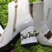 Gucci 7CM Mid-heel Glass Pearl Studs Detail Ankle Boot 432060 White 2017