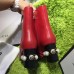 Gucci 7CM Mid-heel Glass Pearl Studs Detail Ankle Boot 432060 Red 2017